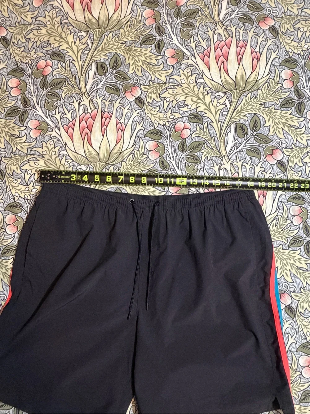 Sundek Black Swim Short Shorts with Orange & Teal Stripe